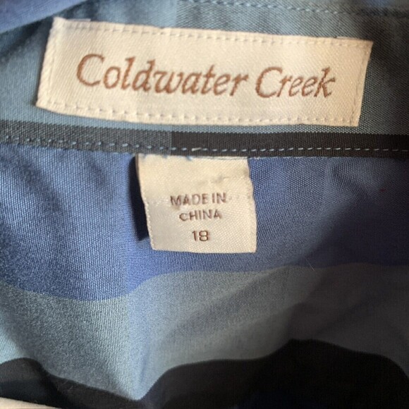 Coldwater Creek Womens Plus Size 18 Blue Plaid Button Up Shirt Blouse - Picture 5 of 6